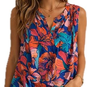 Dalia Vibrant Floral Sleeveless Blouse - Multicolor
